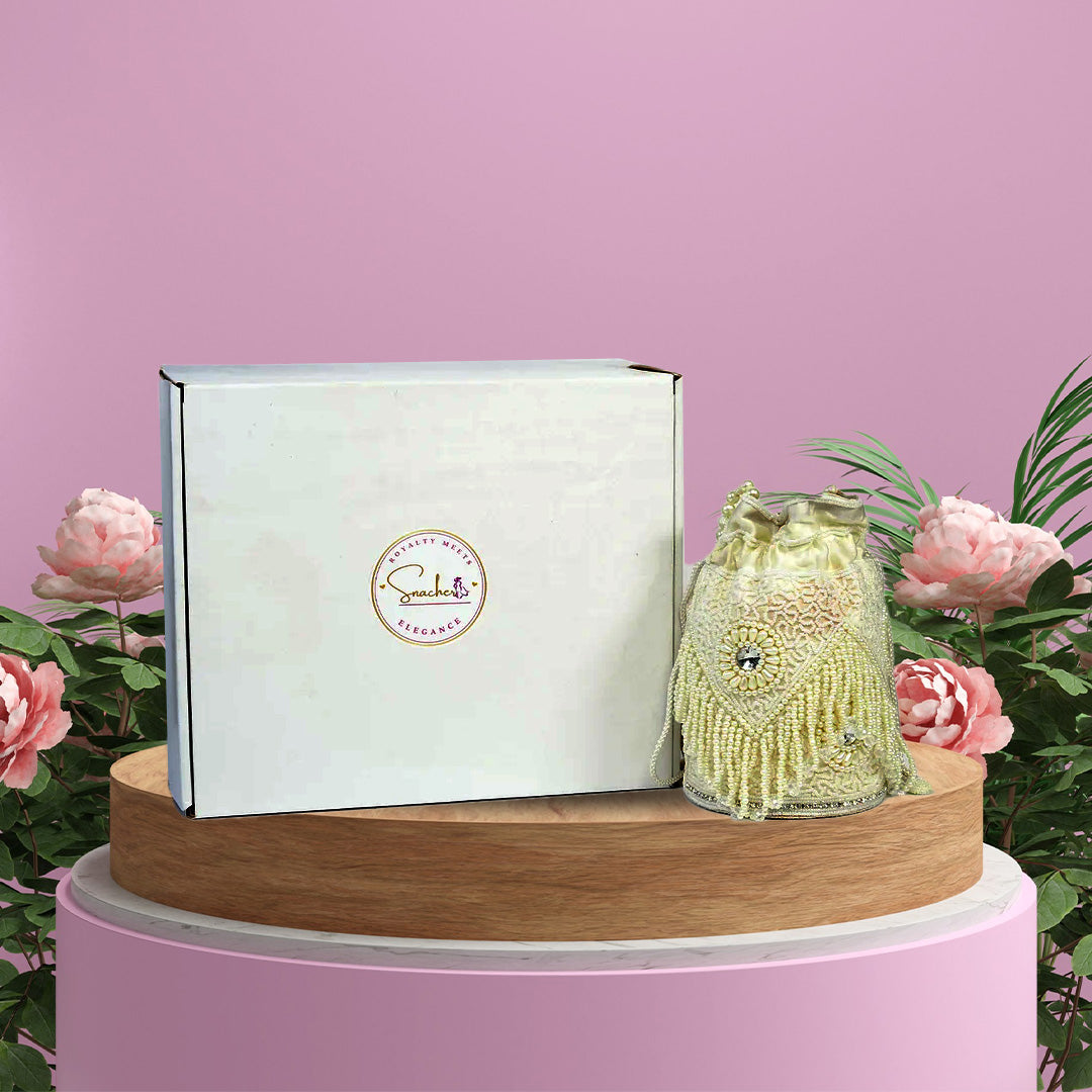 Ivory Pearl Embellished Potli Bag