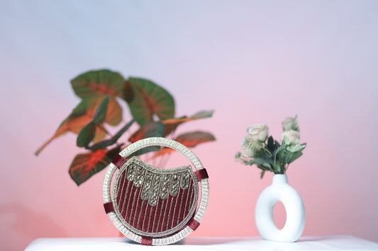 Ruby Mehroon Round Purse