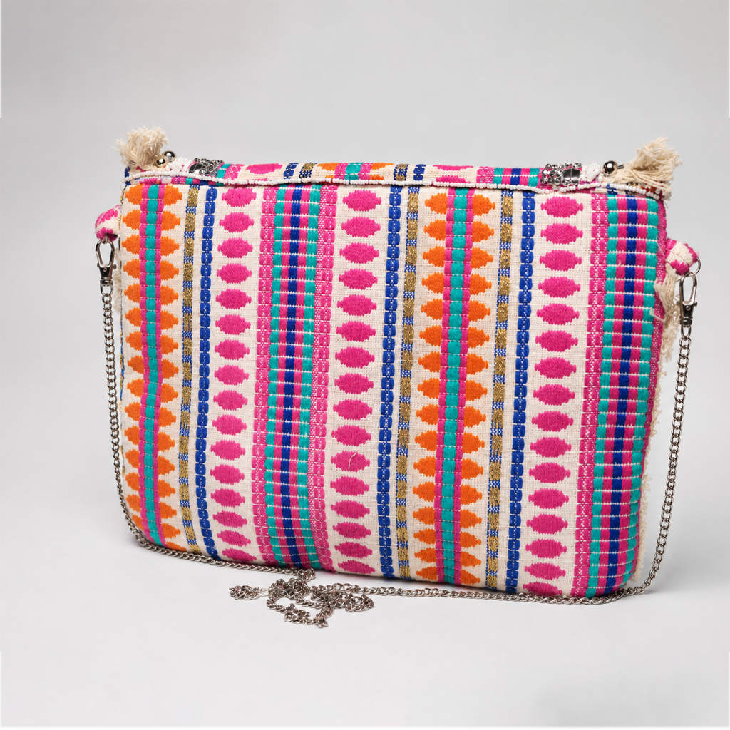 Boho Embellished Jute Sling Bag