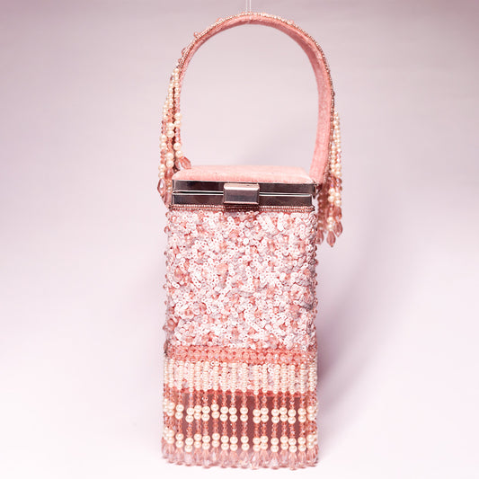 Rosé Crystal Cascade Box Bag