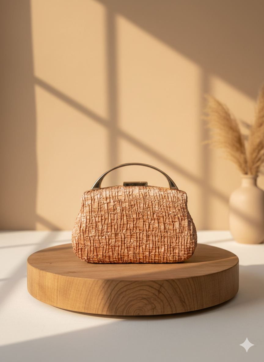 Woven Metal Handle Clutch