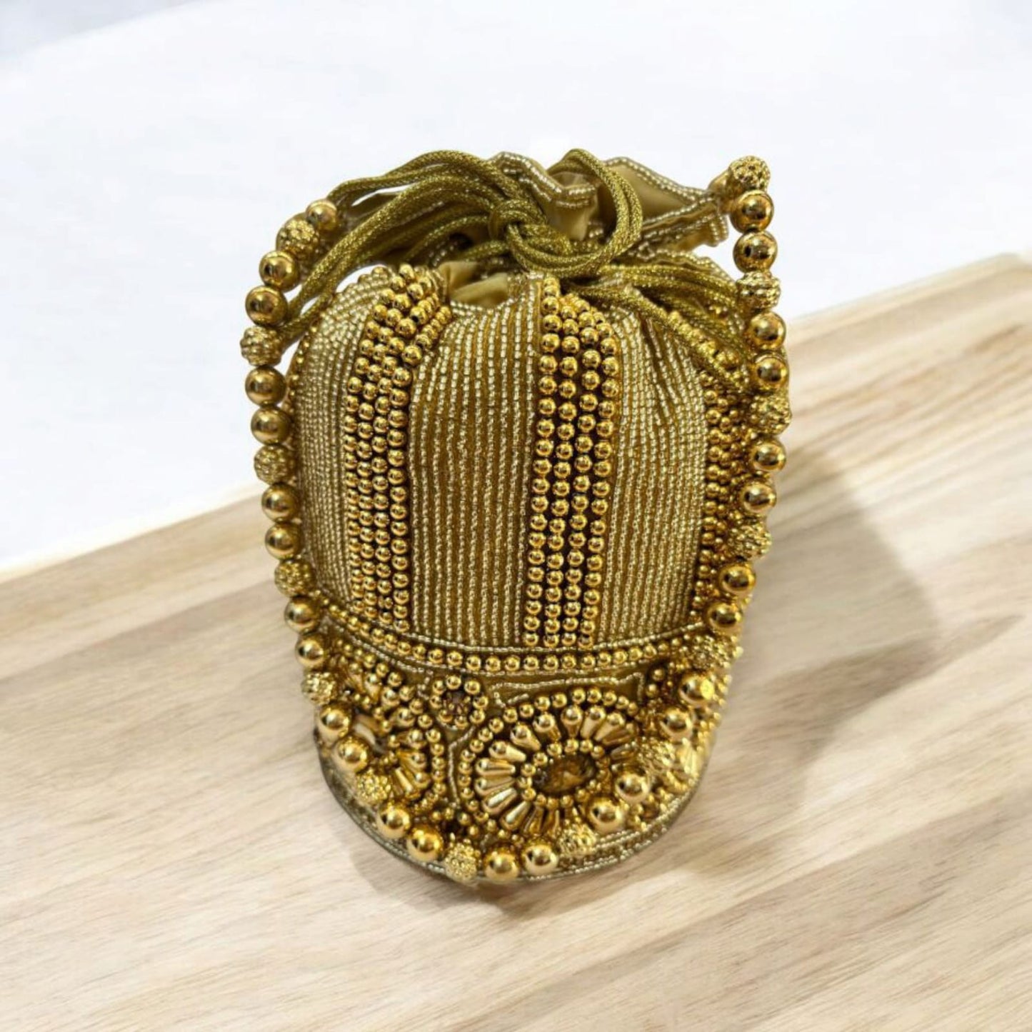 Regal Golden Beaded Potli