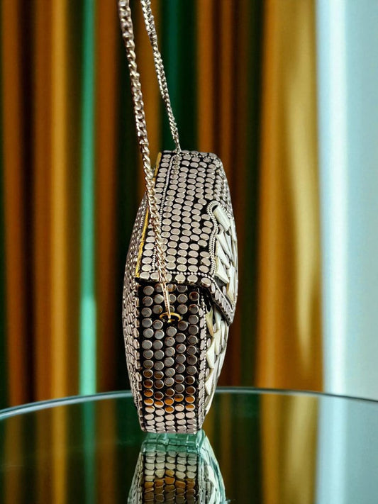 Mini Ivory Enigma Geometric Clutch