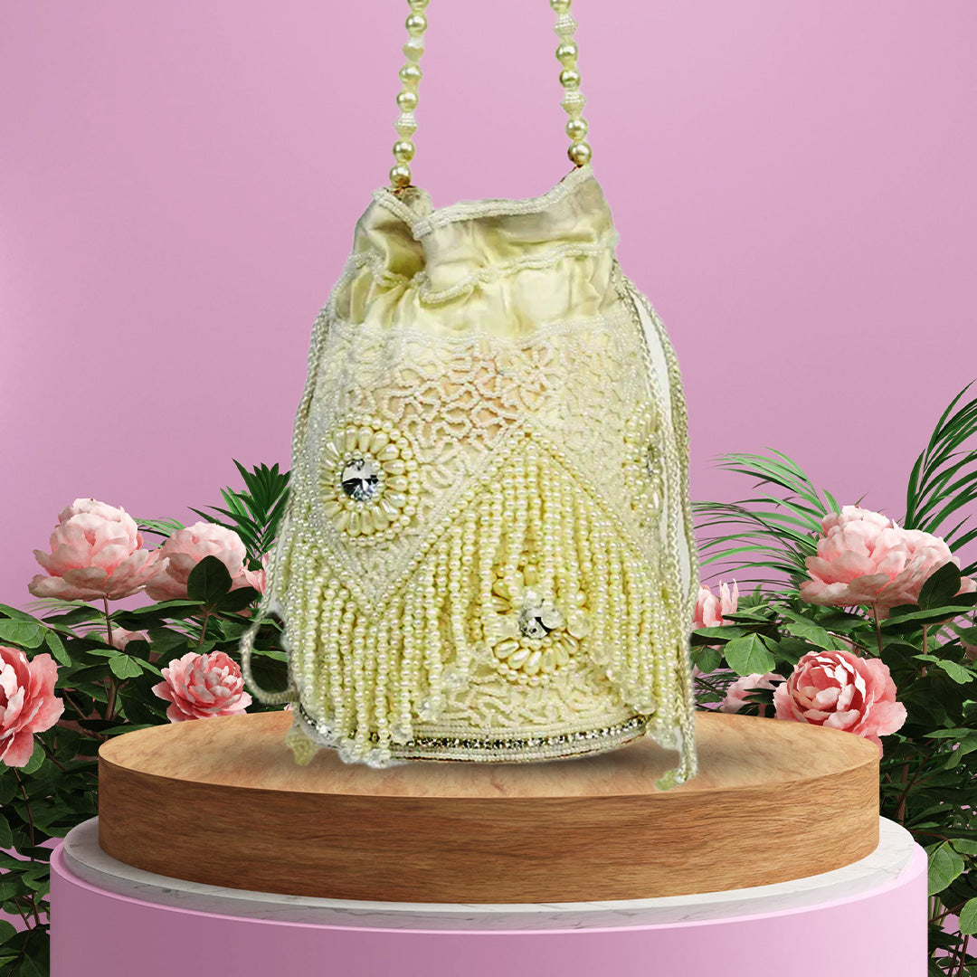 Ivory Pearl Embellished Potli Bag