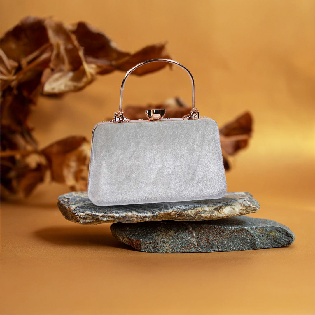 Gold Paisley Embroidered Evening Clutch-light blue