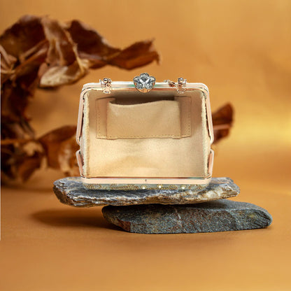 Gold Paisley Embroidered Evening Clutch-light blue