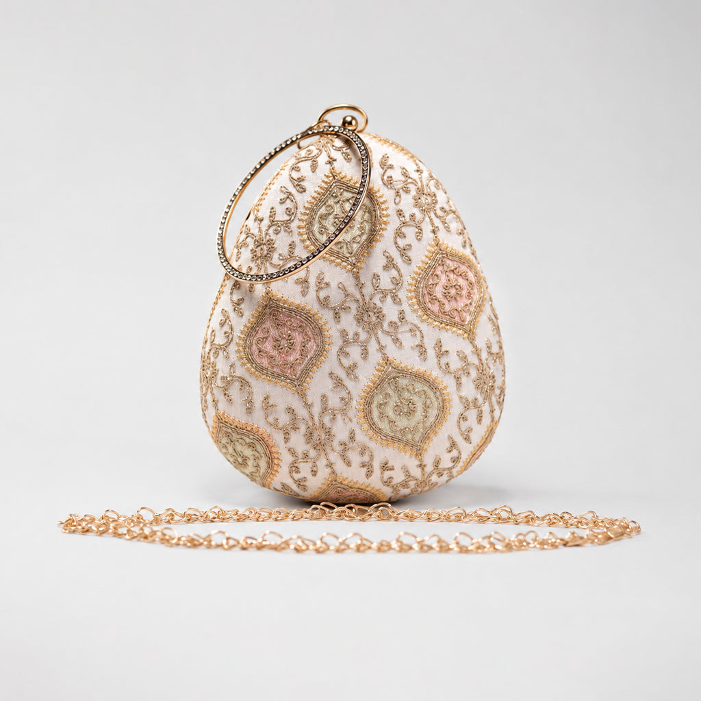 Embroidered Teardrop Clutch
