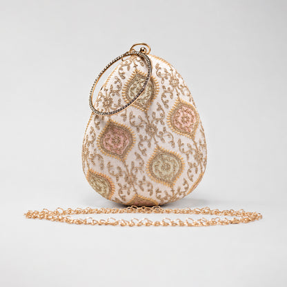Embroidered Teardrop Clutch