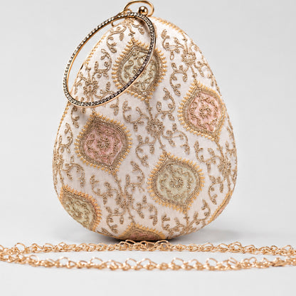 Embroidered Teardrop Clutch