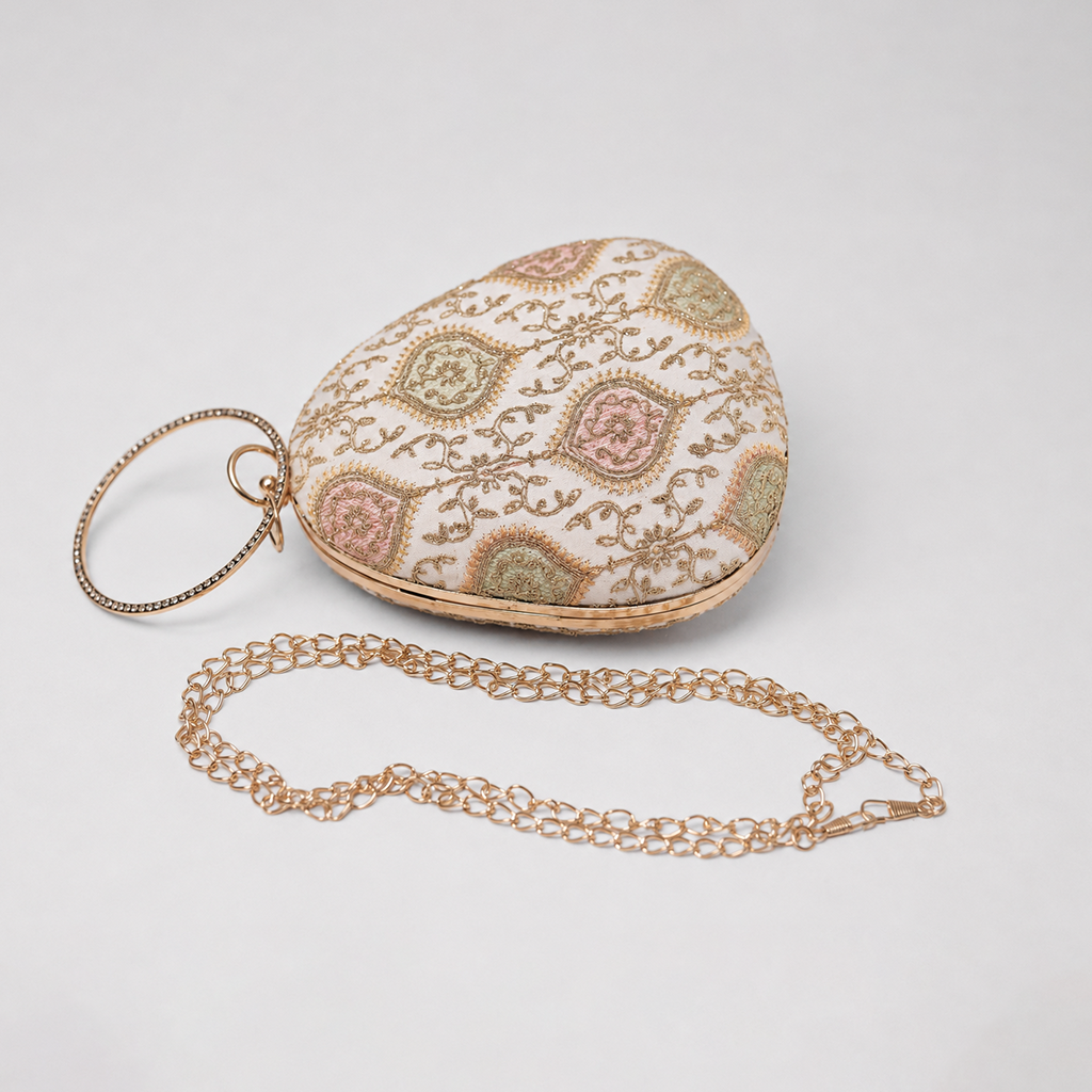 Embroidered Teardrop Clutch