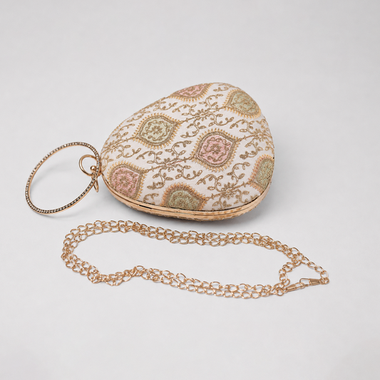 Embroidered Teardrop Clutch