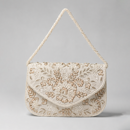 Ivory Blossom Embroidered Clutch