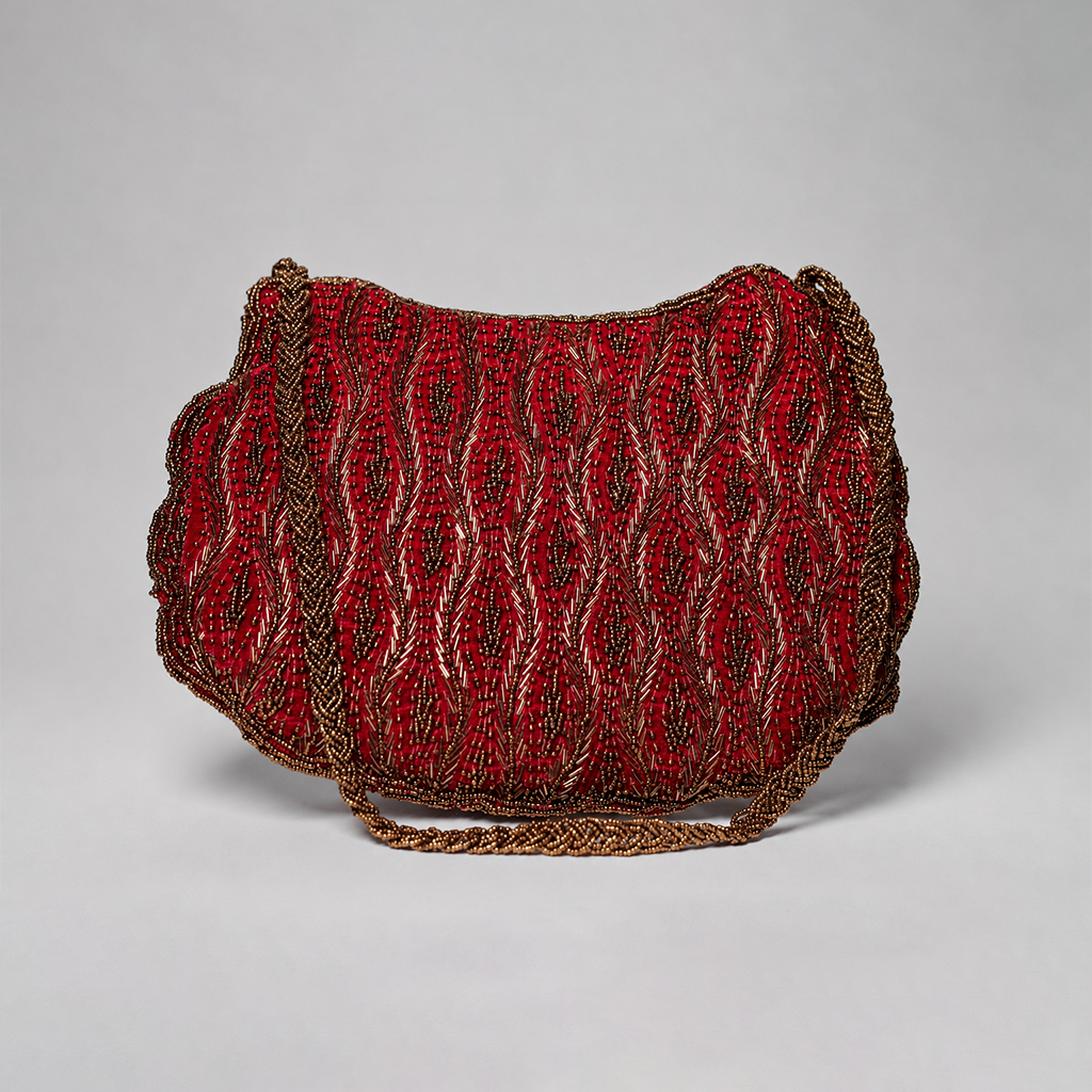 Scarlet Wave Pink Beaded Handbag