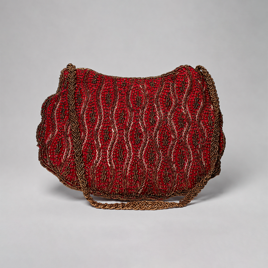 Scarlet Wave Pink Beaded Handbag