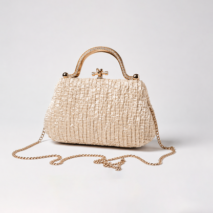 Woven Metal Handle Clutch