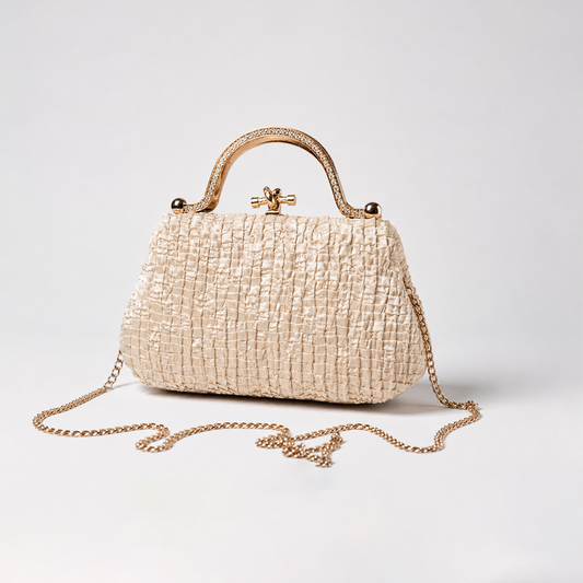 Woven Metal Handle Clutch