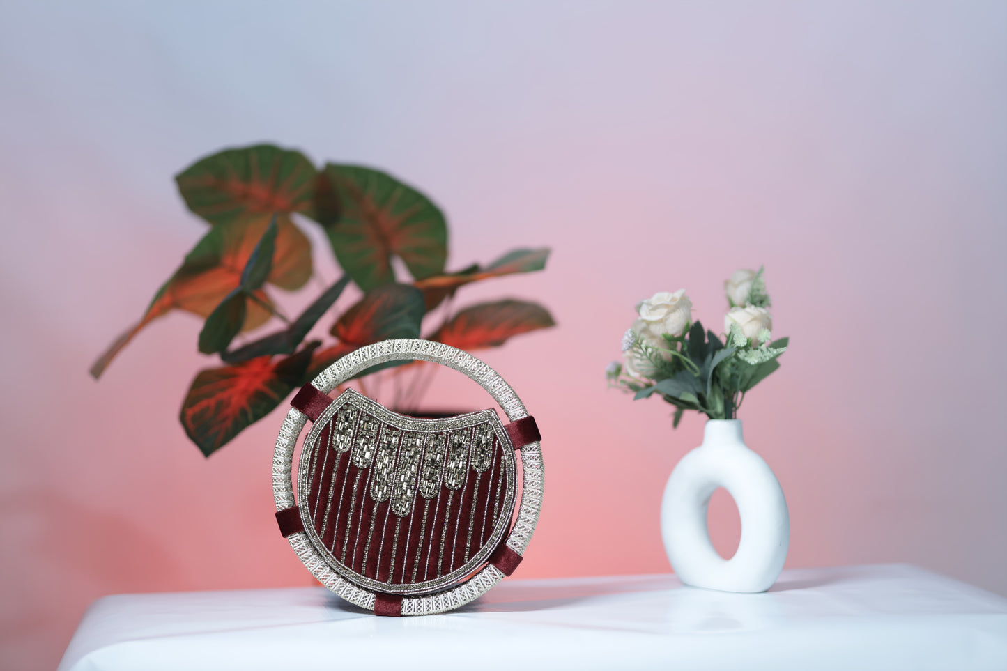 Regal Ruby Round Handbag-mehroon purse