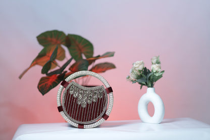 Regal Ruby Round Handbag-mehroon purse