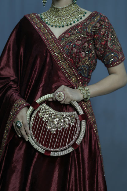 Regal Ruby Round Handbag-mehroon purse