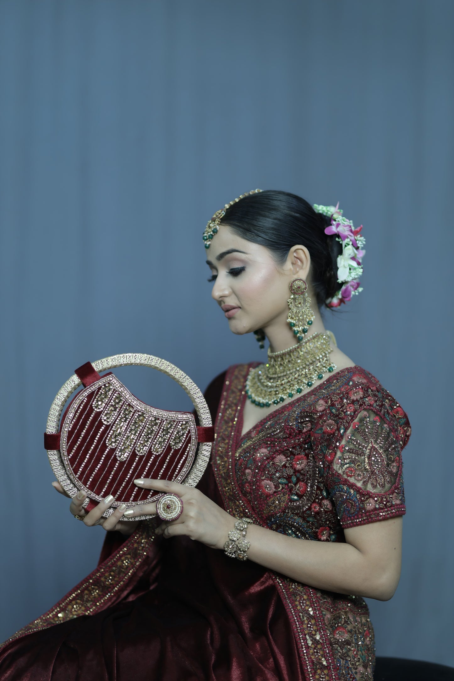 Regal Ruby Round Handbag-mehroon purse