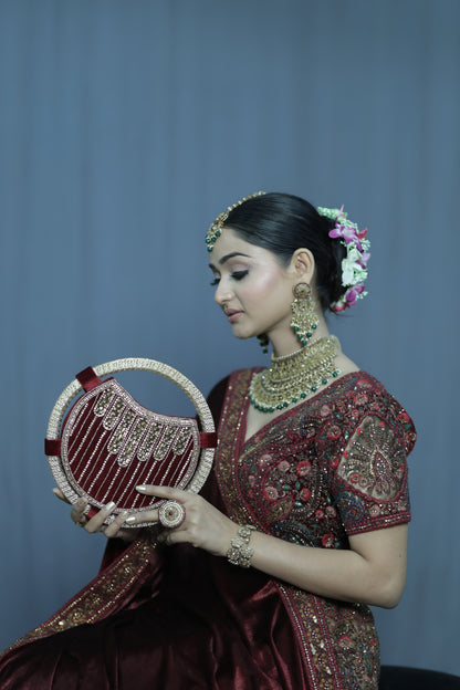 Regal Ruby Round Handbag-mehroon purse