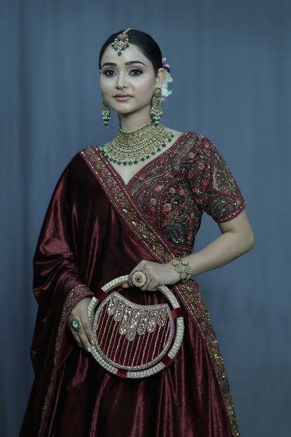 Regal Ruby Round Handbag-mehroon purse