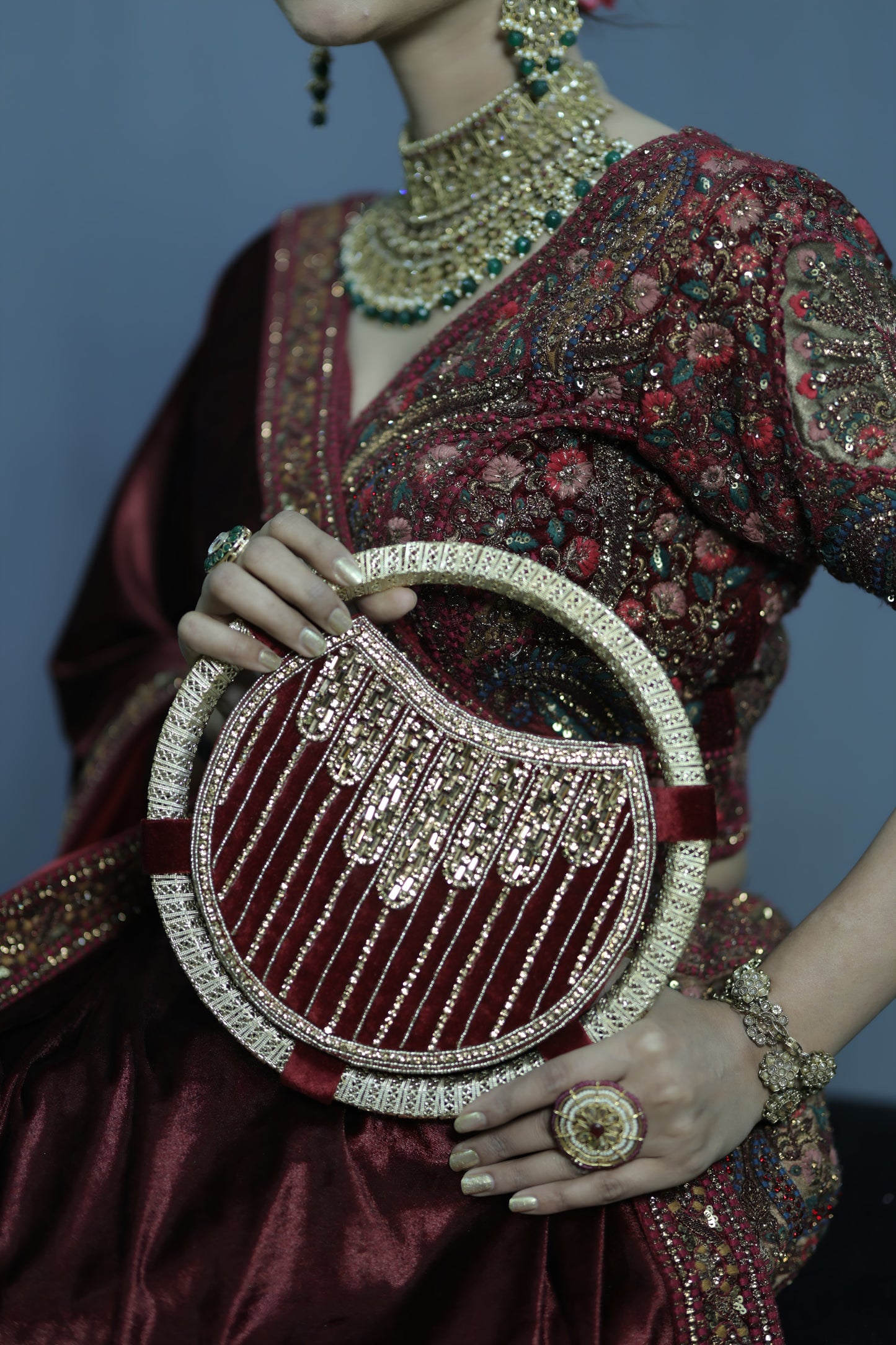 Regal Ruby Round Handbag-mehroon purse