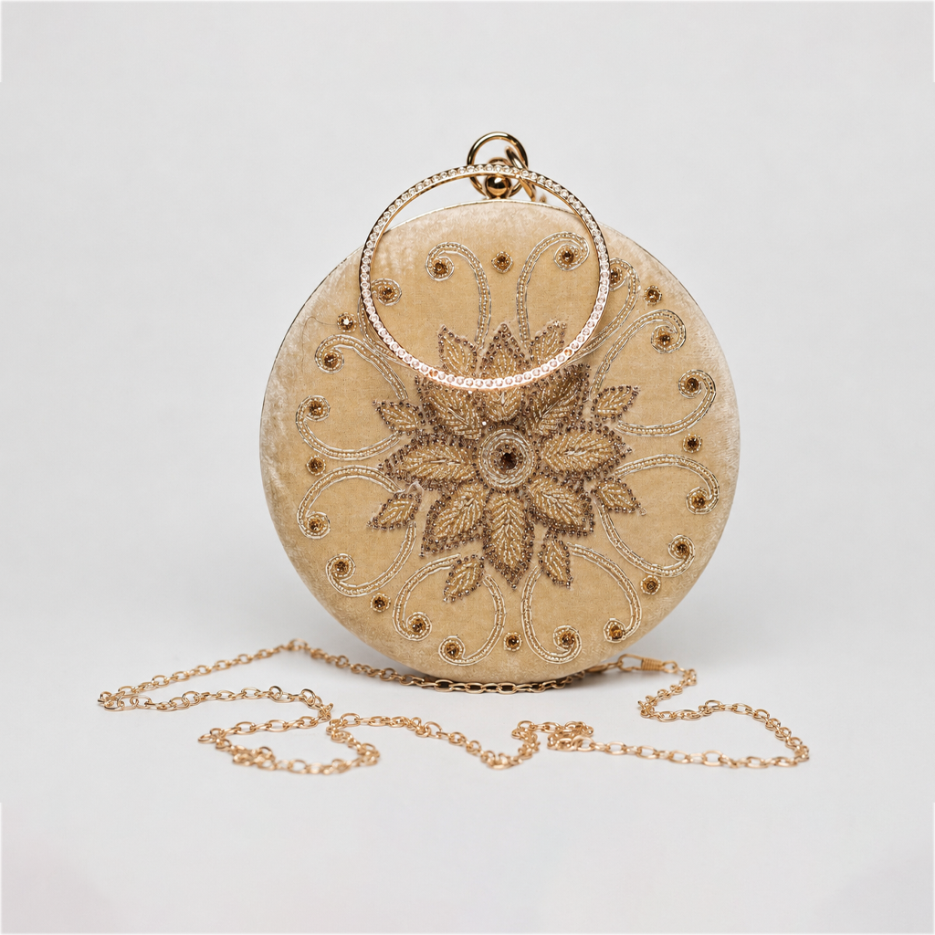Lunar Blossom Circular Clutch