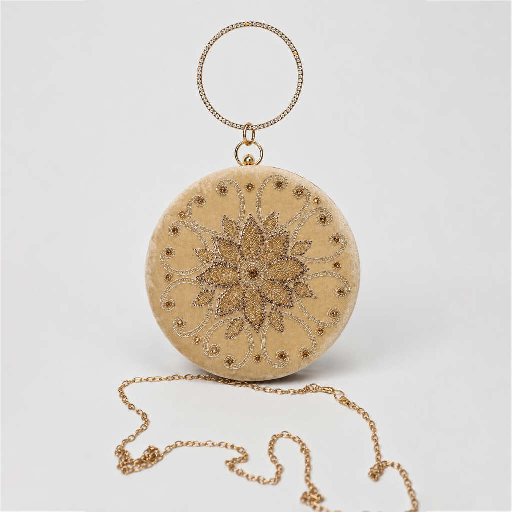 Lunar Blossom Circular Clutch