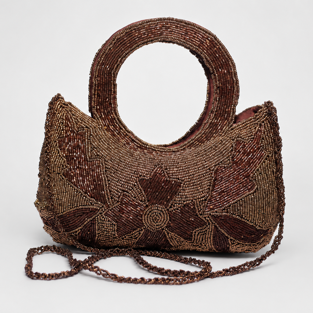 Golden Blossom Beaded Clutch".
