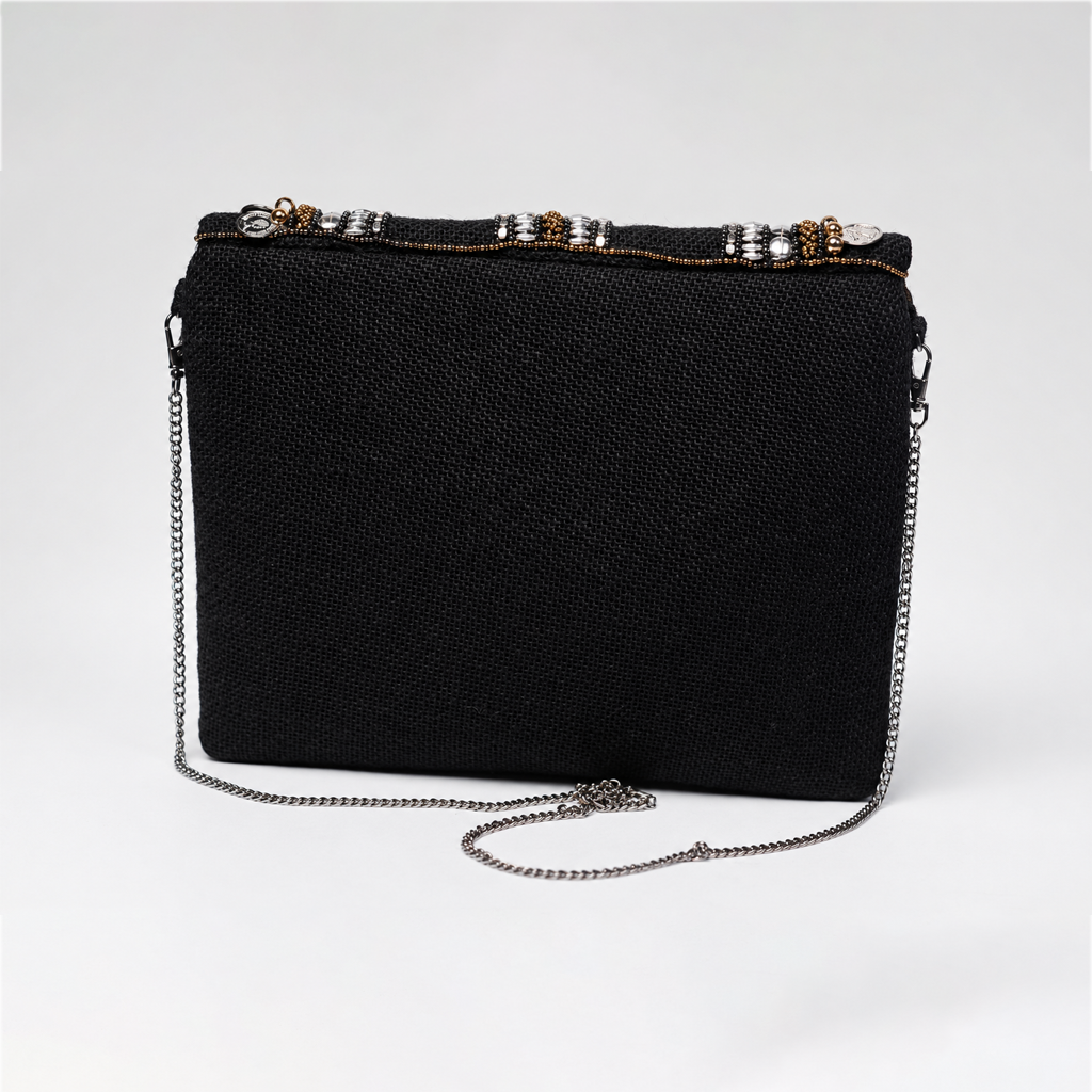 Black Boho Coin Embellished Sling Bag