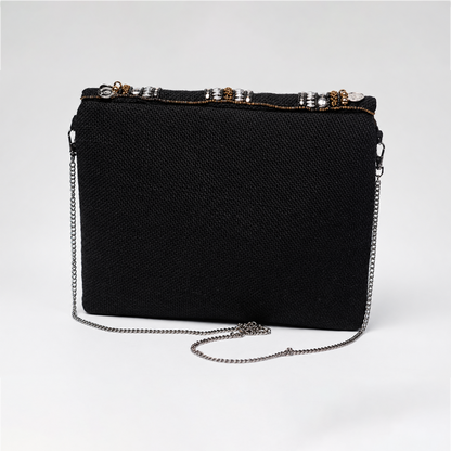 Black Boho Coin Embellished Sling Bag