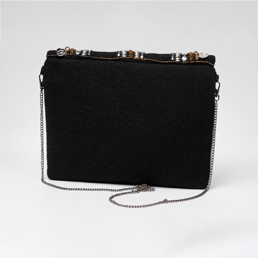 Black Boho Coin Embellished Sling Bag