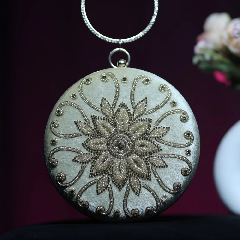 Lunar Blossom Circular Clutch