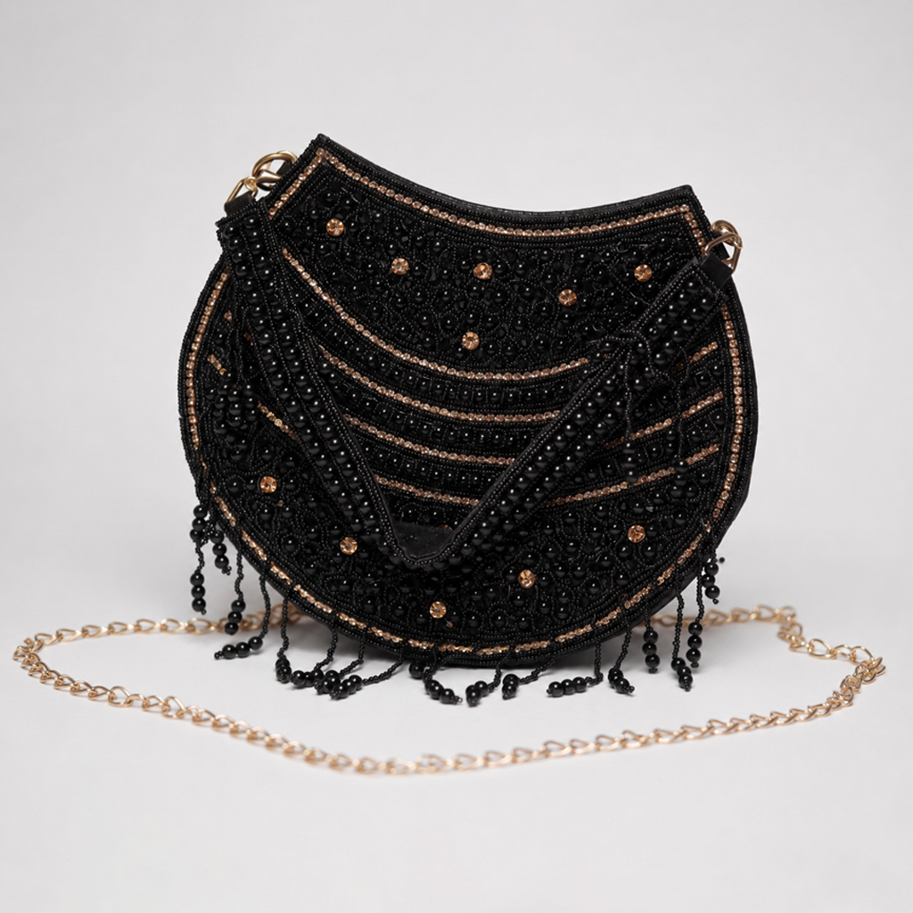 Midnight Beaded Black Purse