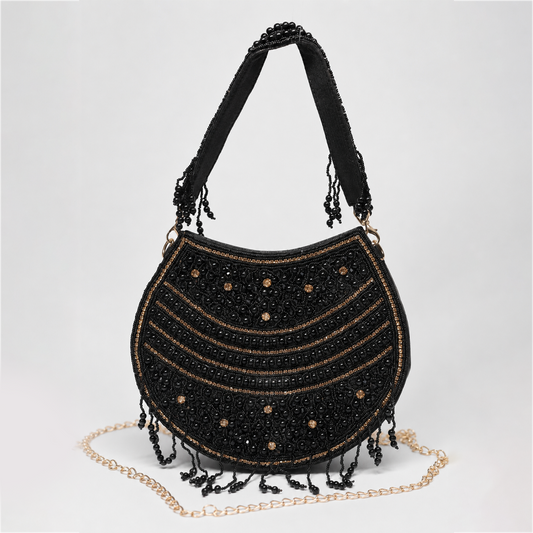 Midnight Beaded Black Purse