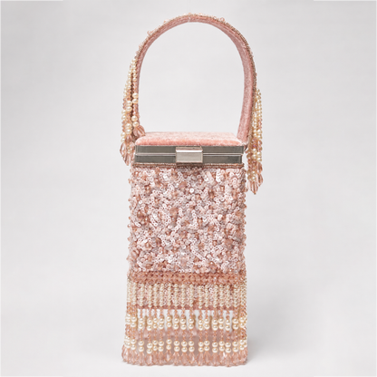 Rosé Crystal Cascade Box Bag