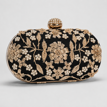 Floral Embroidered Clutch