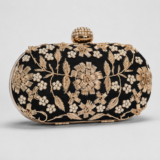 Floral Embroidered Clutch