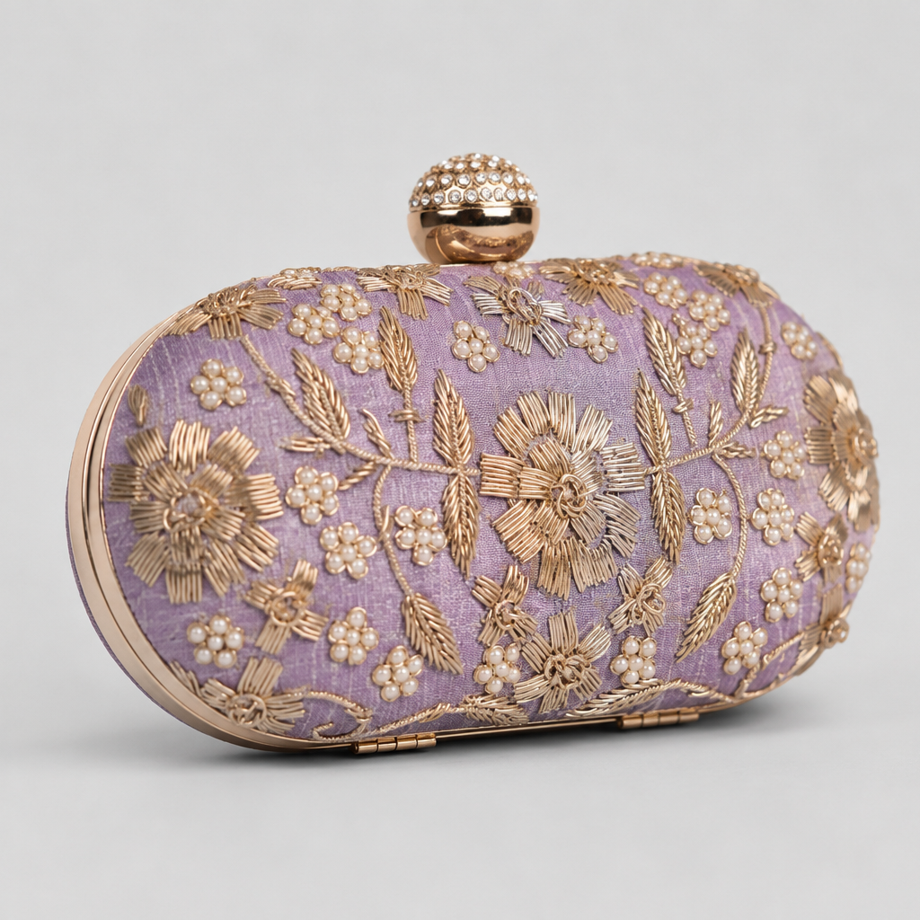 Floral Embroidered Clutch