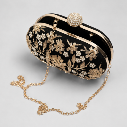 Floral Embroidered Clutch