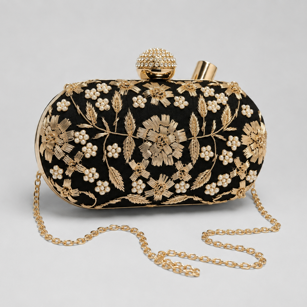 Floral Embroidered Clutch