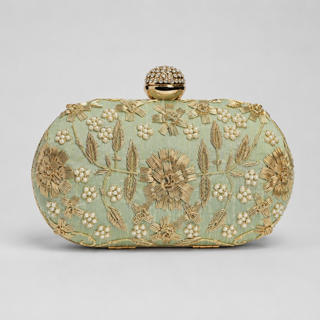 Floral Embroidered Clutch