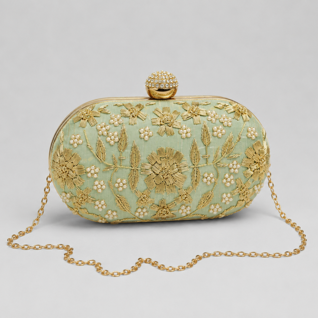 Floral Embroidered Clutch