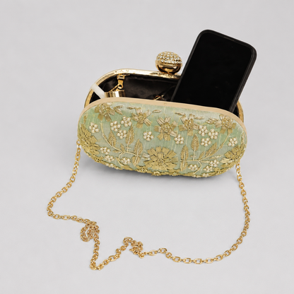 Floral Embroidered Clutch