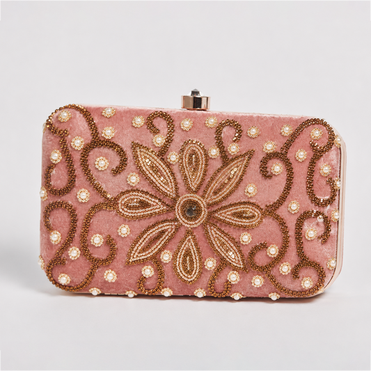 Blush Pink Floral Clutch