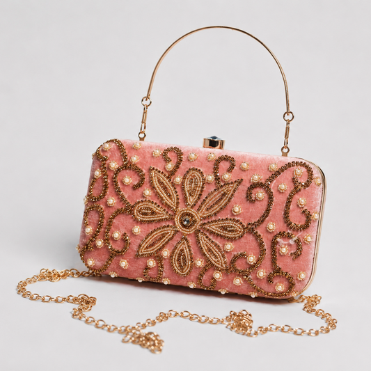 Blush Pink Floral Clutch
