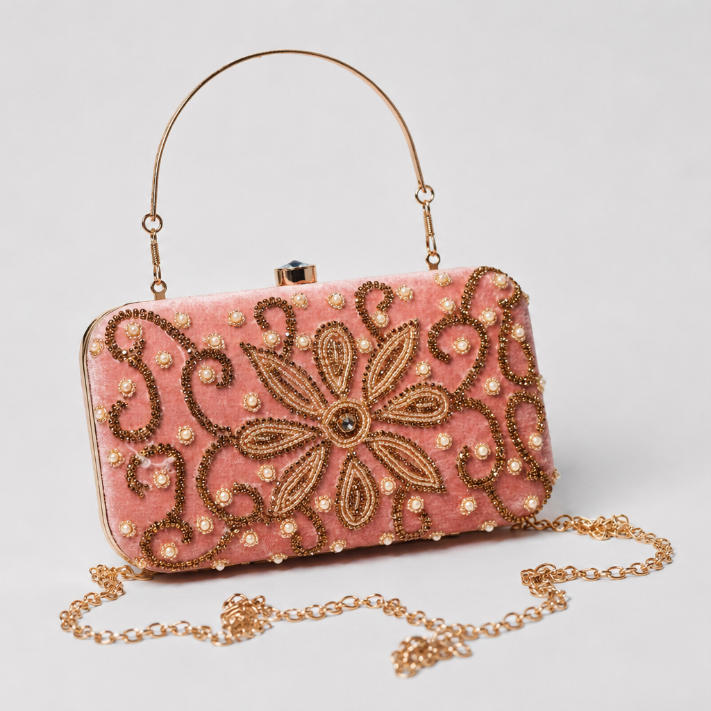 Blush Pink Floral Clutch