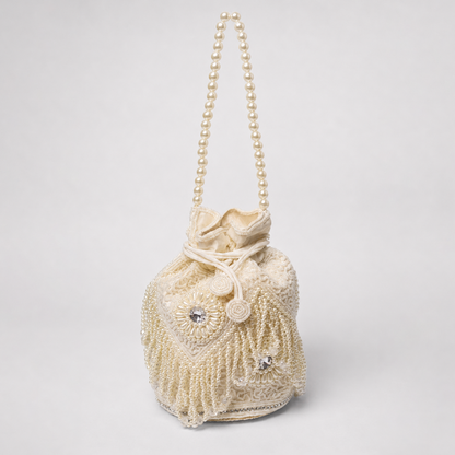 Ivory Pearl Embellished Potli Bag