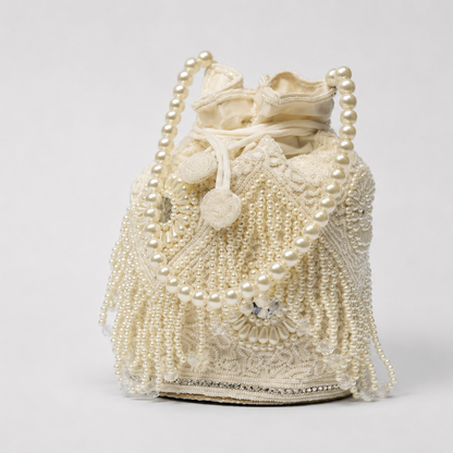 Ivory Pearl Embellished Potli Bag